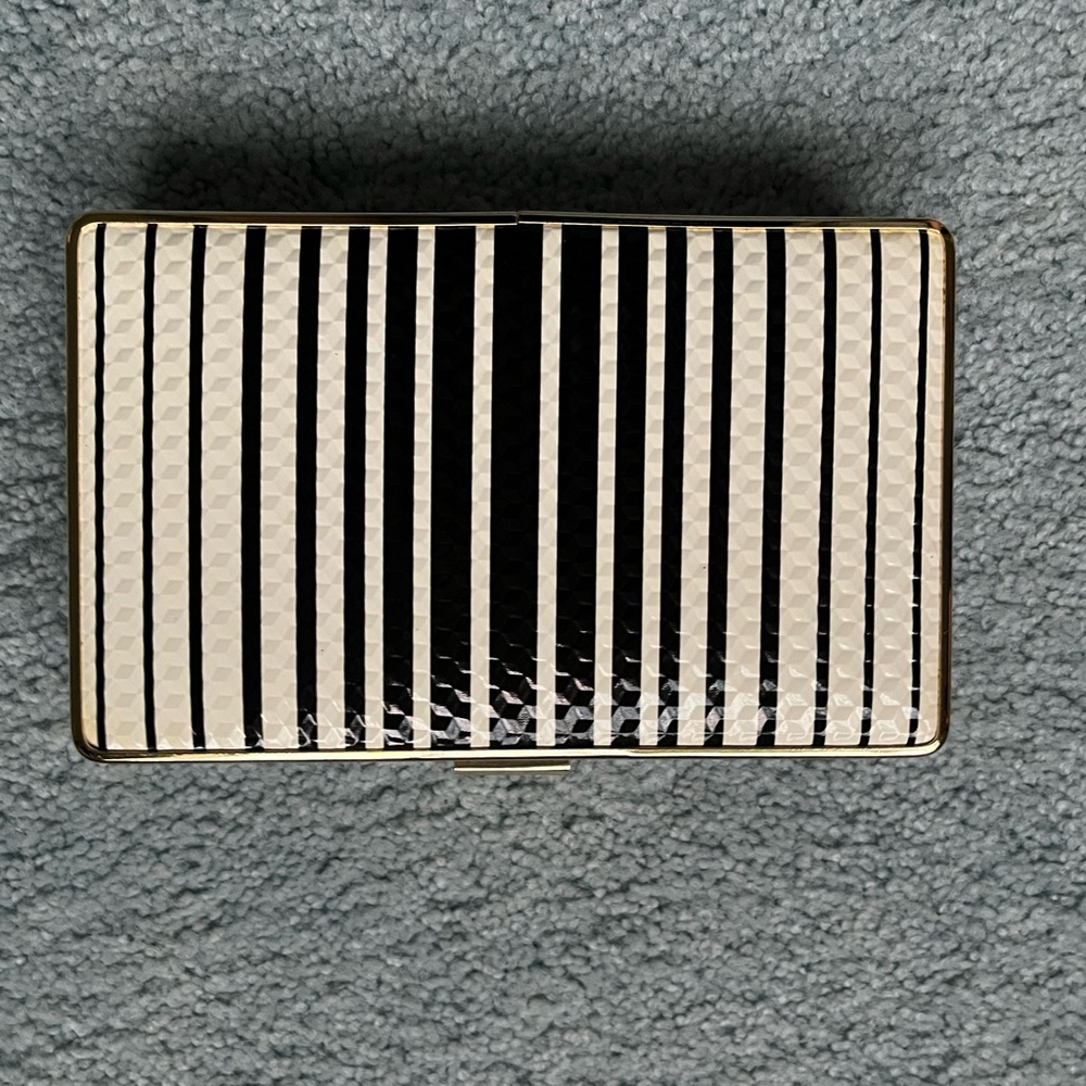 Sondra Roberts Black and White Striped Clutch